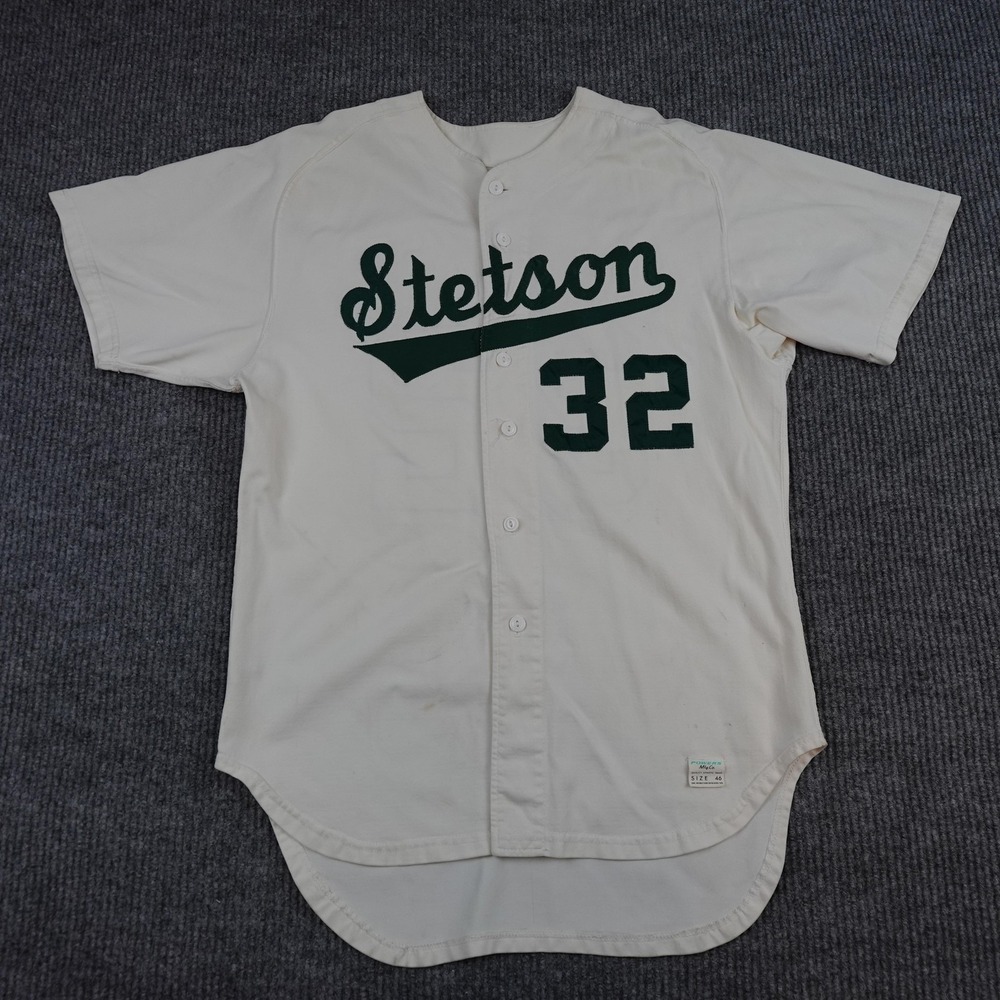 Vintage Stetson Hatters Game Worn Jersey Mens 46 White Baseball Tom Taylor 1992